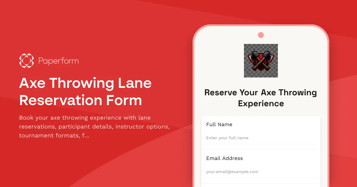 Axe Throwing Lane Reservation Form