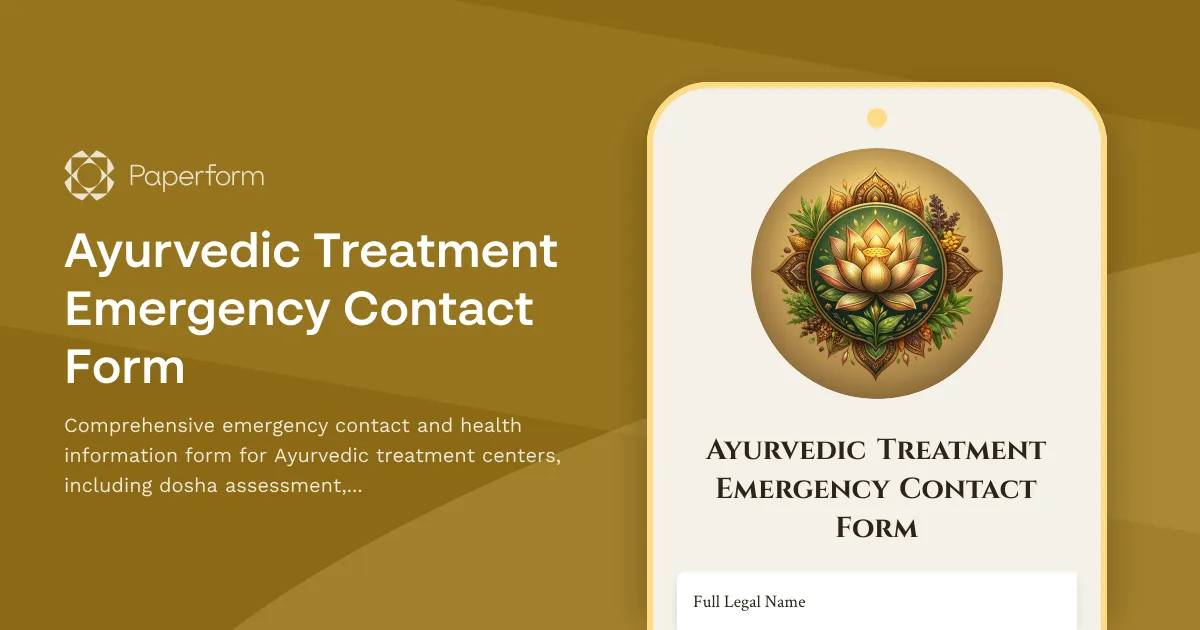 Ayurvedic Treatment Emergency Contact Form