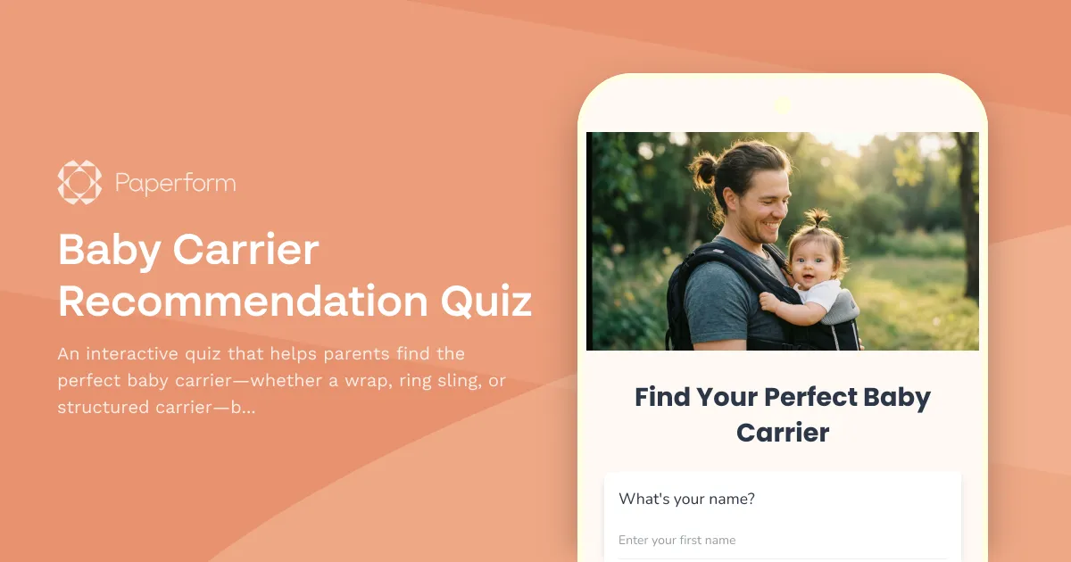 Baby Carrier Recommendation Quiz