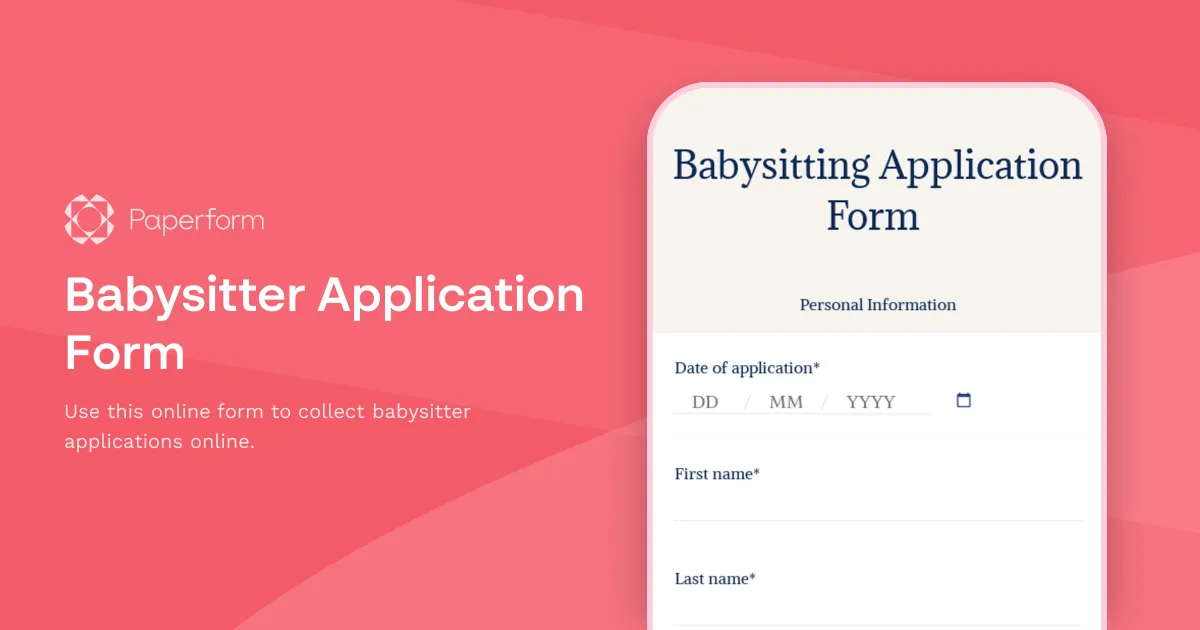 Babysitter Application Form