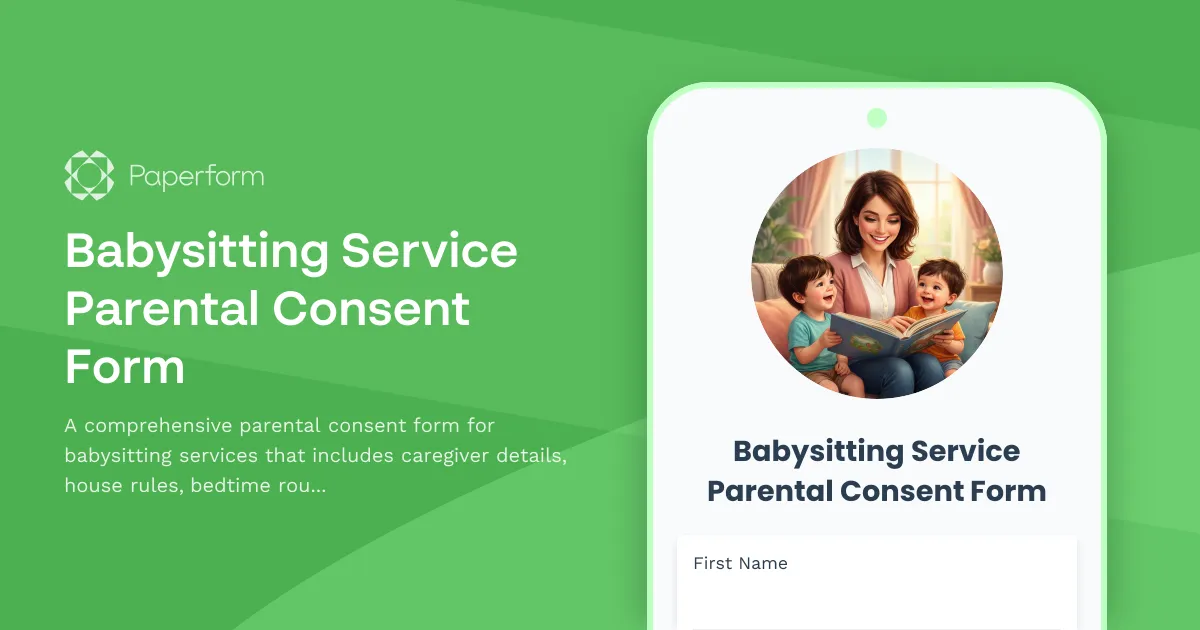 Babysitting Service Parental Consent Form