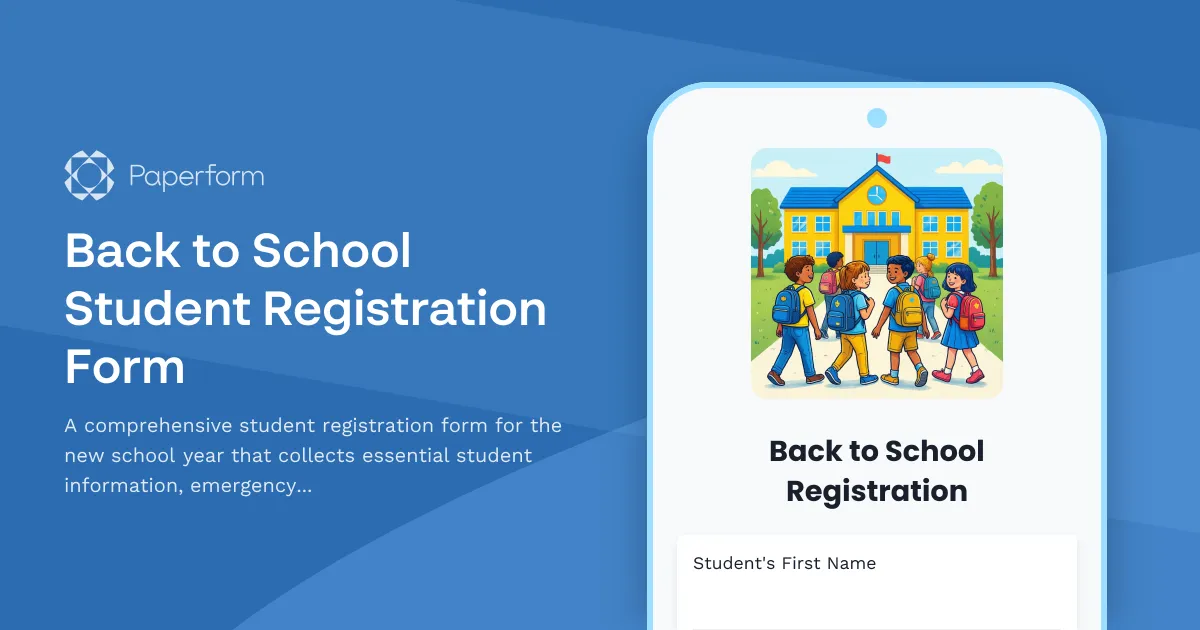 Back to School Student Registration Form