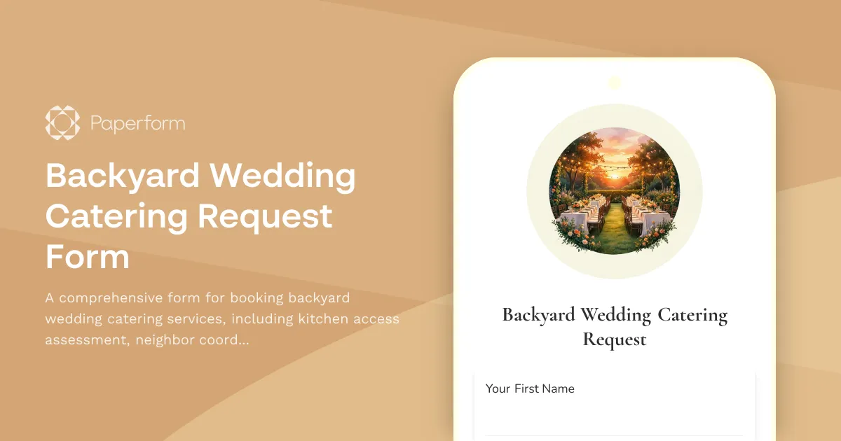 Backyard Wedding Catering Request Form