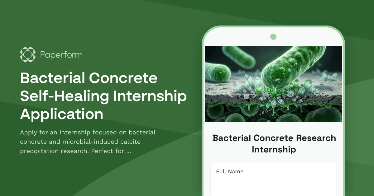 Bacterial Concrete Self-Healing Internship Application