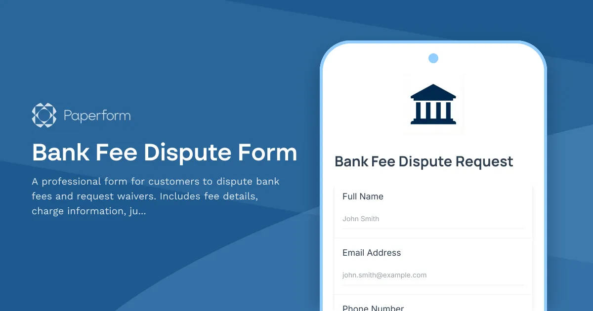Bank Fee Dispute Form