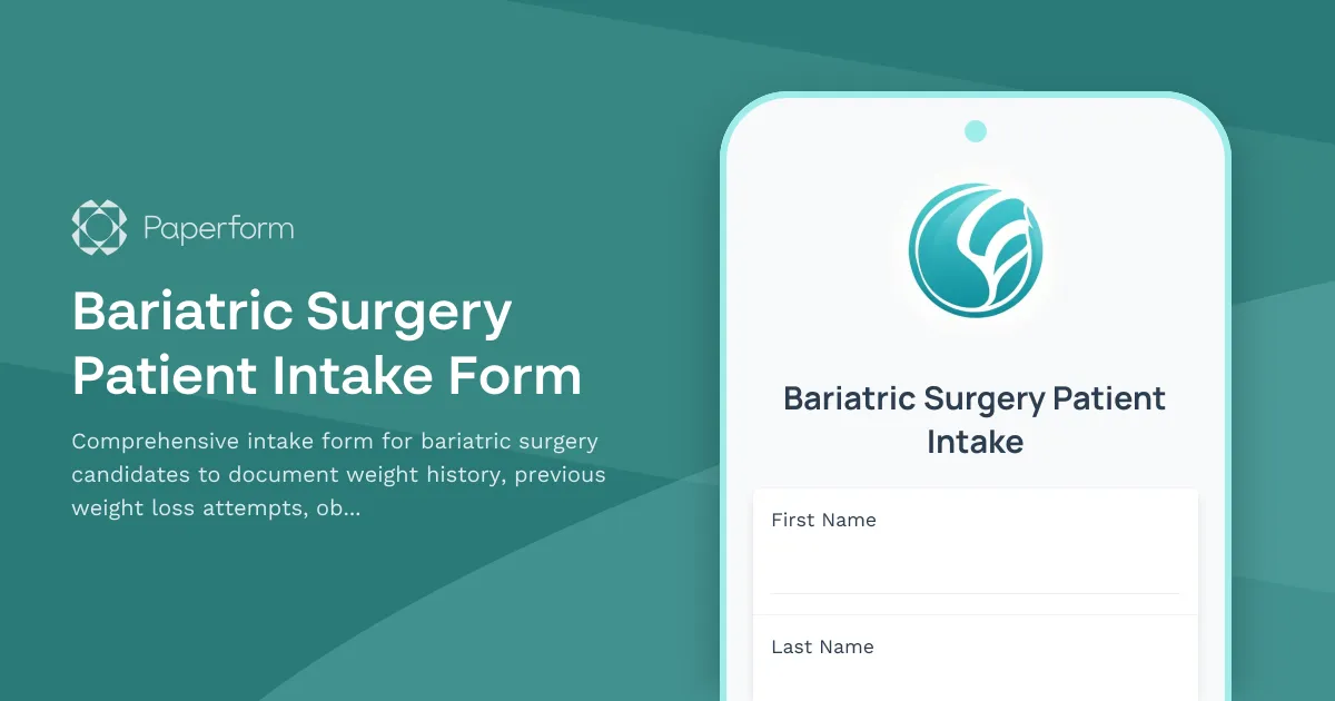 Bariatric Surgery Patient Intake Form