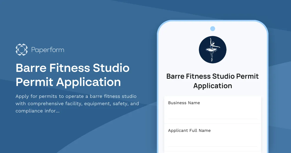 Barre Fitness Studio Permit Application