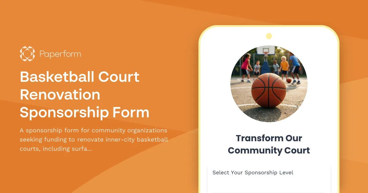 Basketball Court Renovation Sponsorship Form