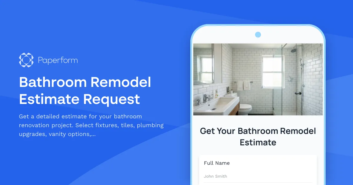 Bathroom Remodel Estimate Request