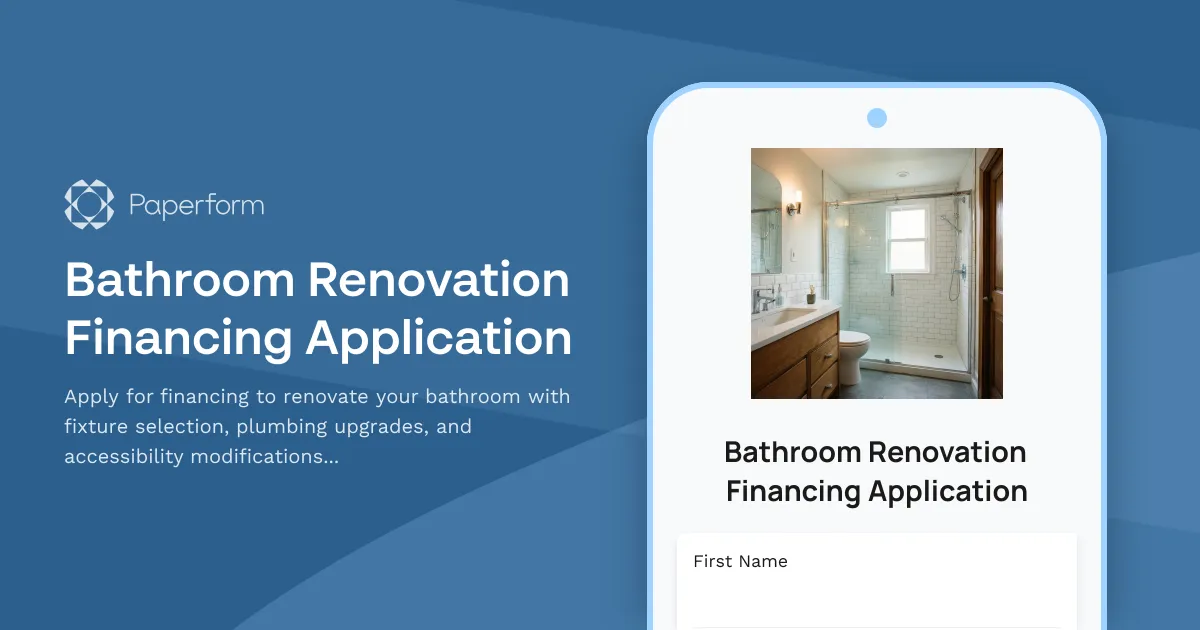 Bathroom Renovation Financing Application