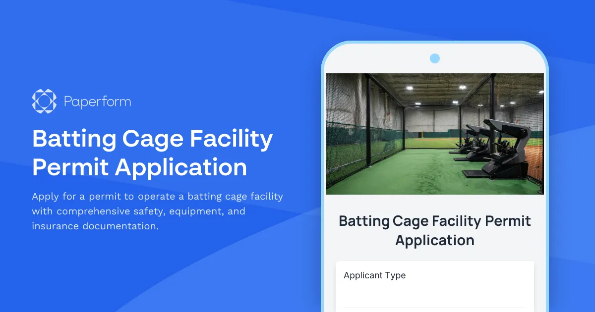 Batting Cage Facility Permit Application