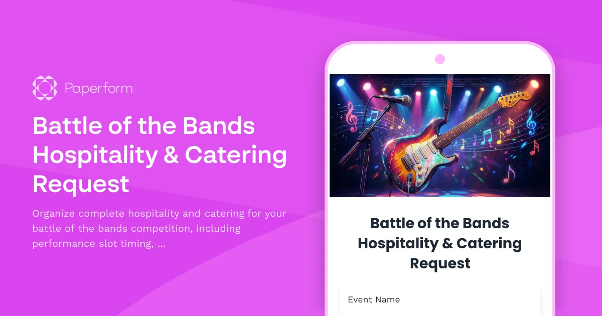 Battle of the Bands Hospitality & Catering Request