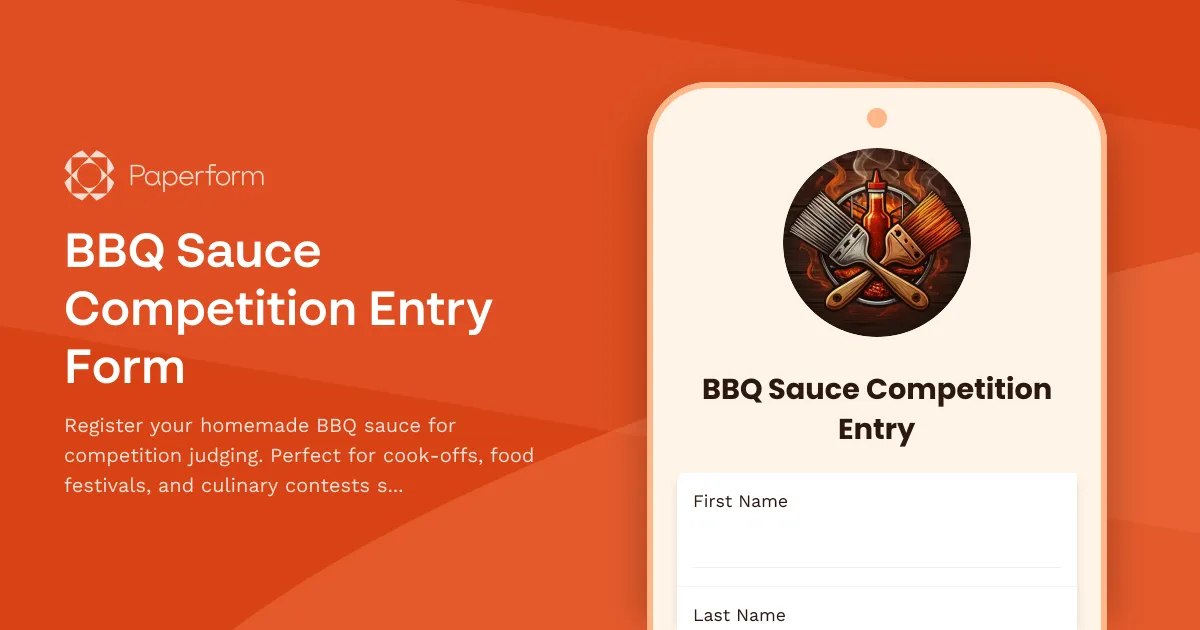 BBQ Sauce Competition Entry Form