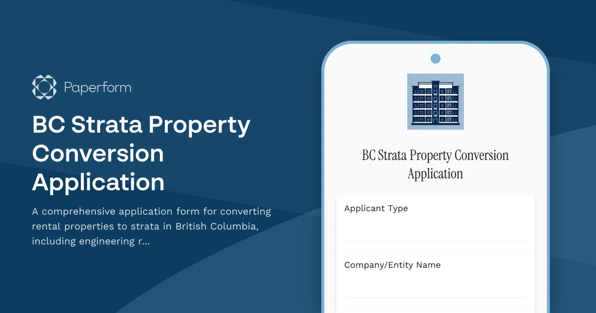 BC Strata Property Conversion Application