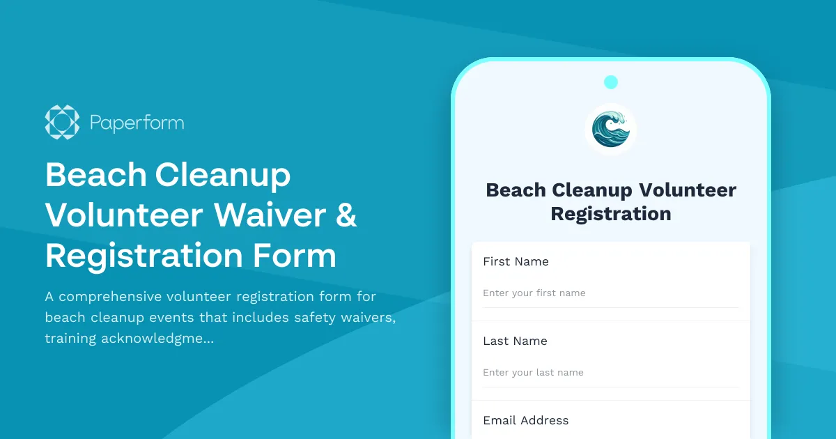 Beach Cleanup Volunteer Waiver & Registration Form
