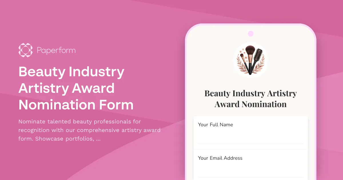 Beauty Industry Artistry Award Nomination Form