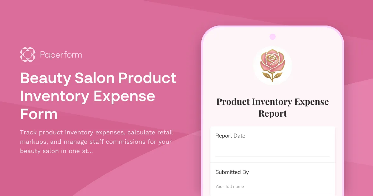 Beauty Salon Product Inventory Expense Form