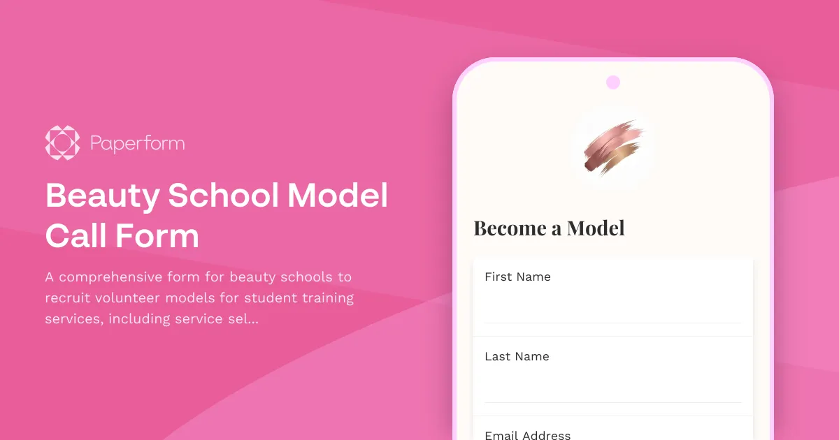 Beauty School Model Call Form