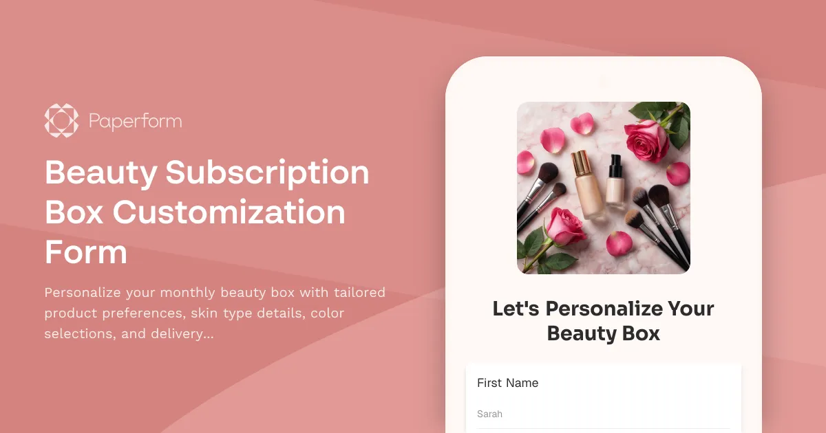Beauty Subscription Box Customization Form