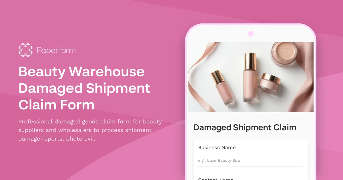 Beauty Warehouse Damaged Shipment Claim Form