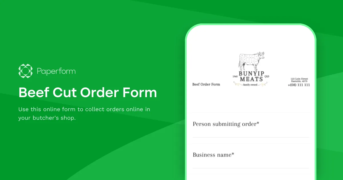 Beef Cut Order Form