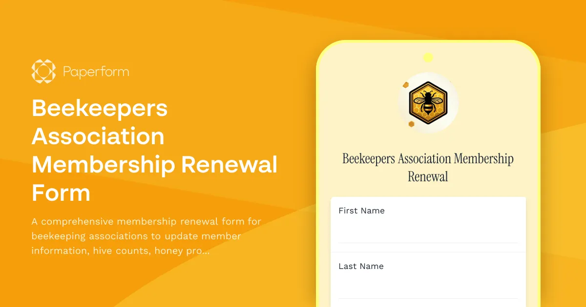 Beekeepers Association Membership Renewal Form