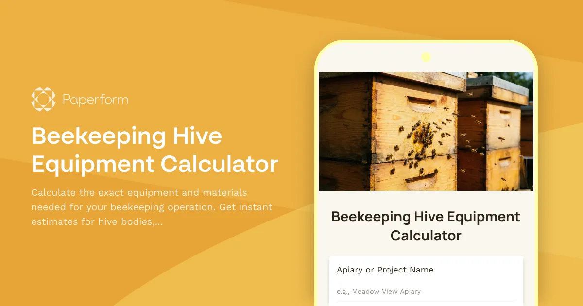 Beekeeping Hive Equipment Calculator