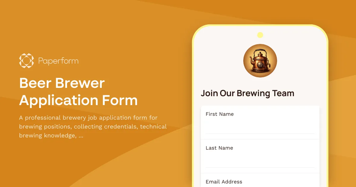 Beer Brewer Application Form