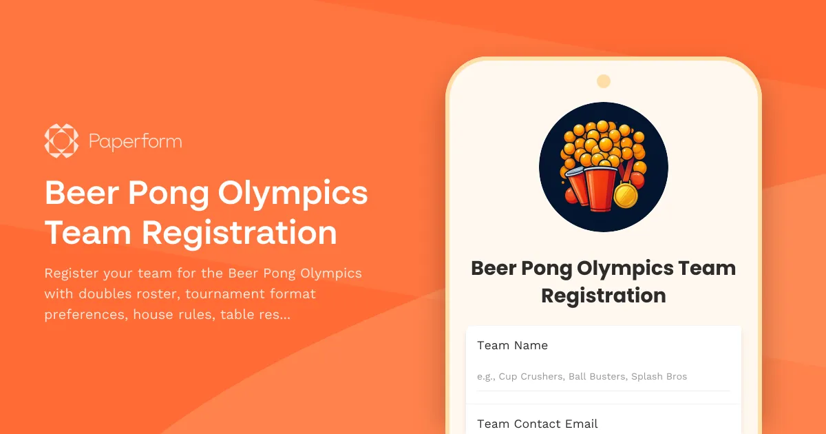 Beer Pong Olympics Team Registration