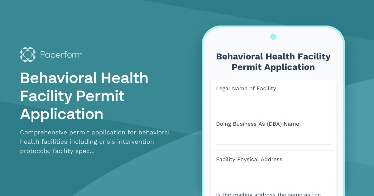 Behavioral Health Facility Permit Application