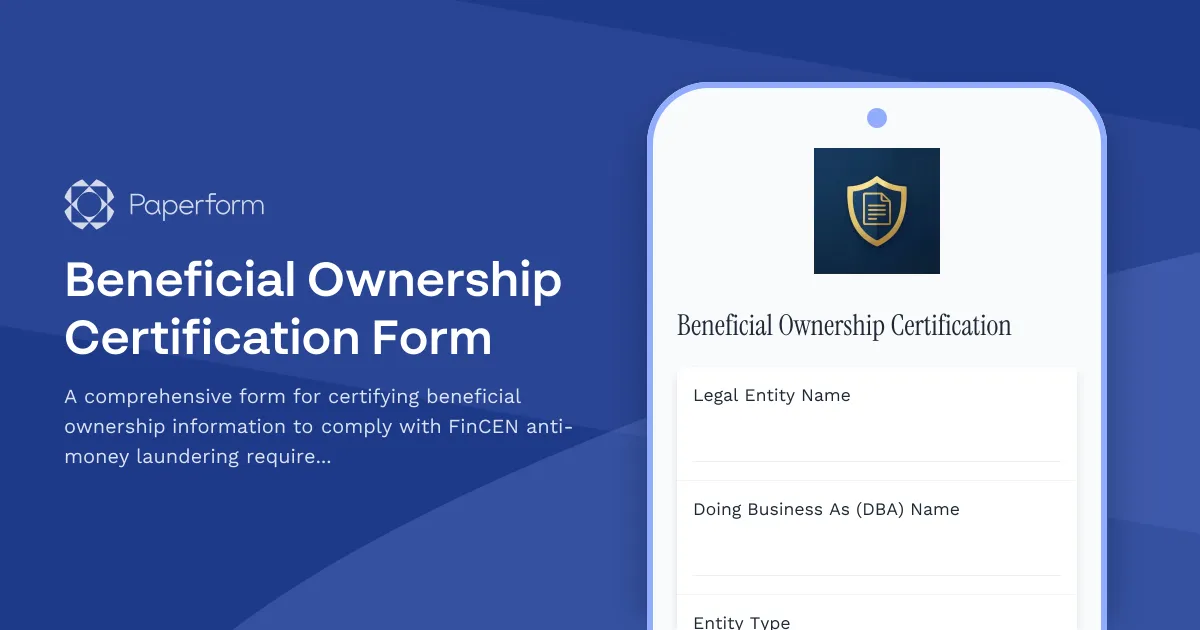 Beneficial Ownership Certification Form