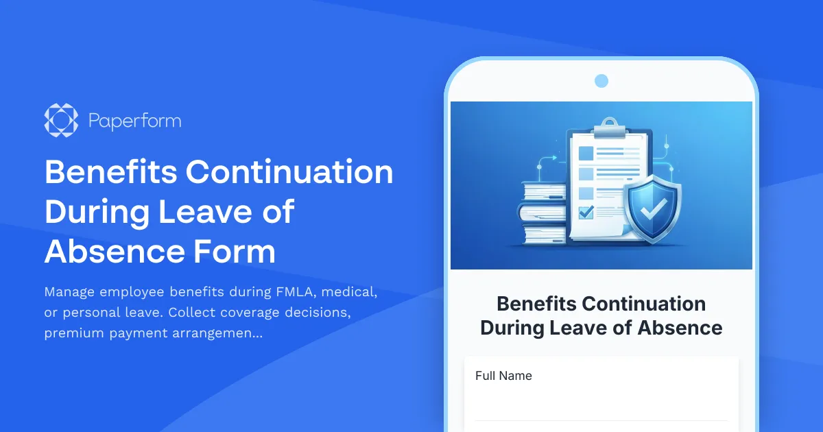 Benefits Continuation During Leave of Absence Form