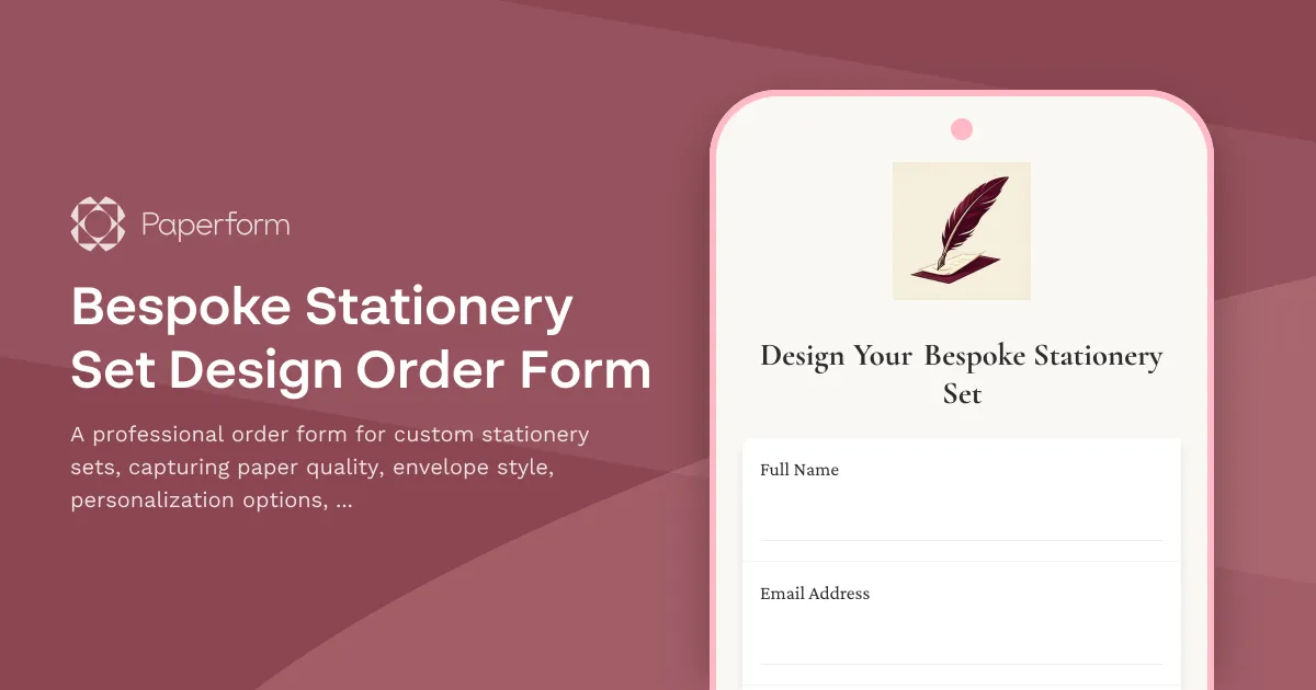 Bespoke Stationery Set Design Order Form