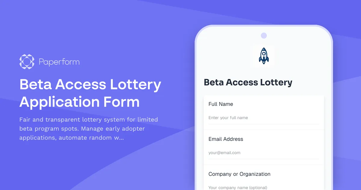 Beta Access Lottery Application Form