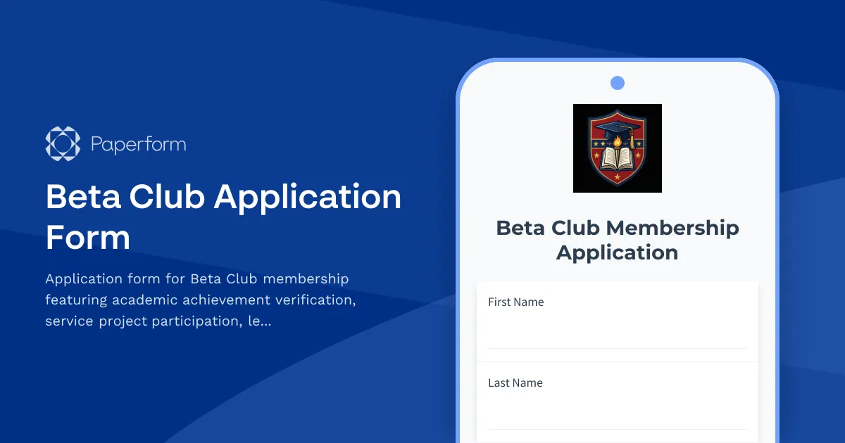 Beta Club Application Form