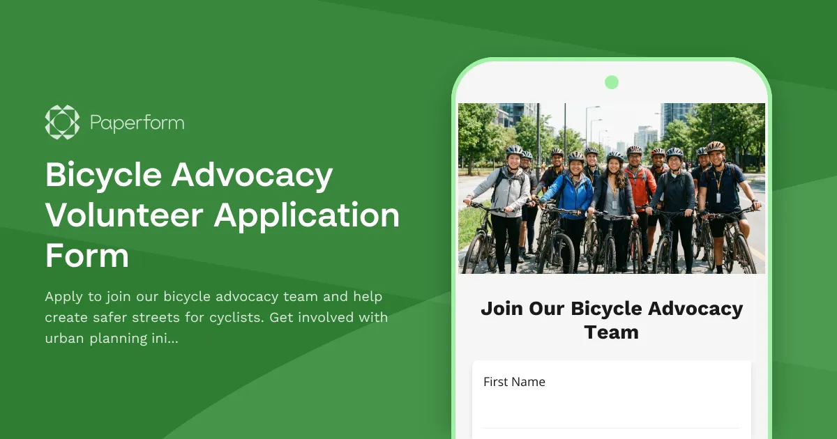 Bicycle Advocacy Volunteer Application Form