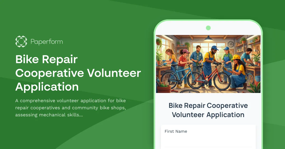 Bike Repair Cooperative Volunteer Application
