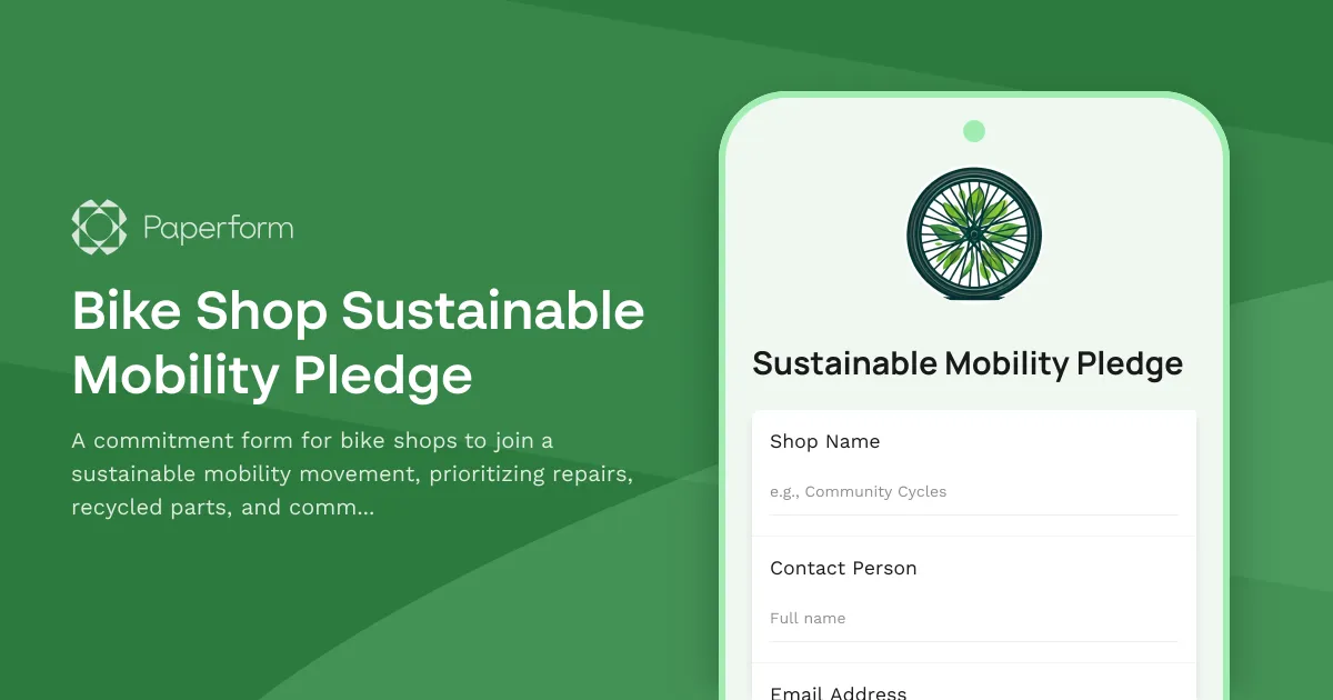 Bike Shop Sustainable Mobility Pledge