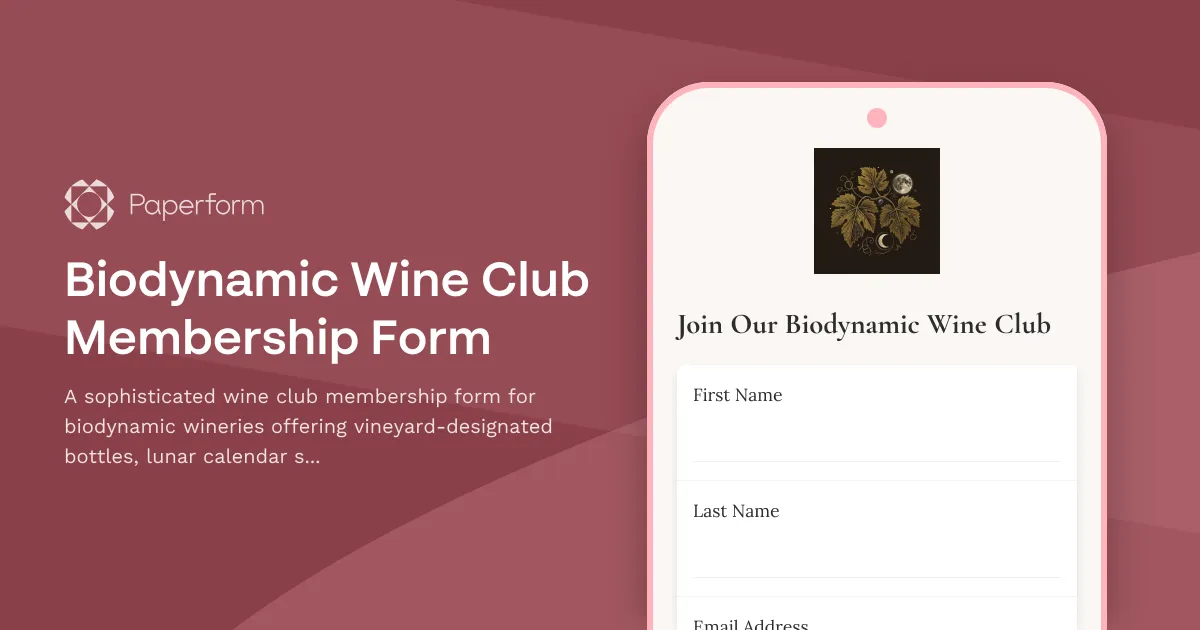 Biodynamic Wine Club Membership Form