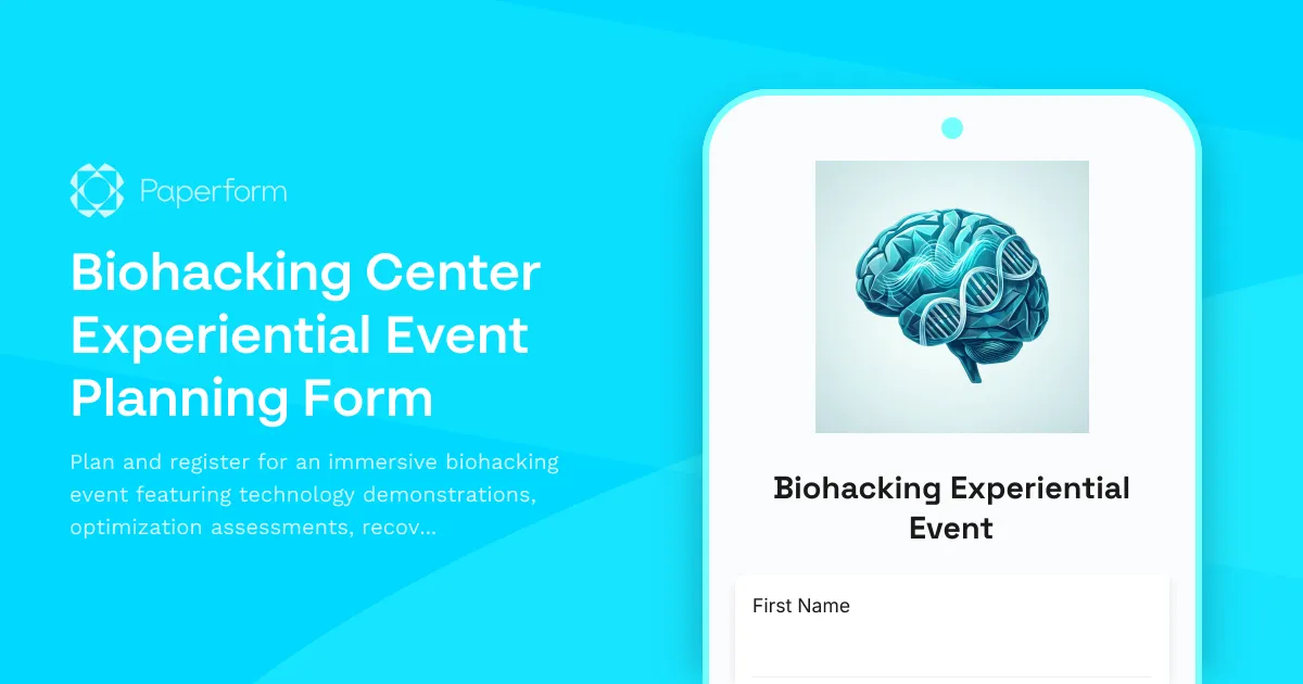 Biohacking Center Experiential Event Planning Form