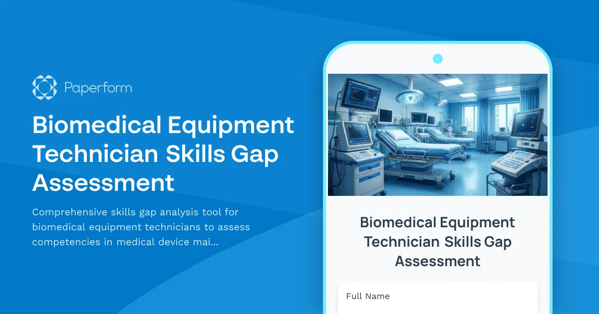 Biomedical Equipment Technician Skills Gap Assessment