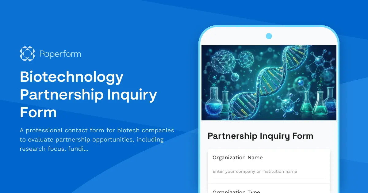 Biotechnology Partnership Inquiry Form