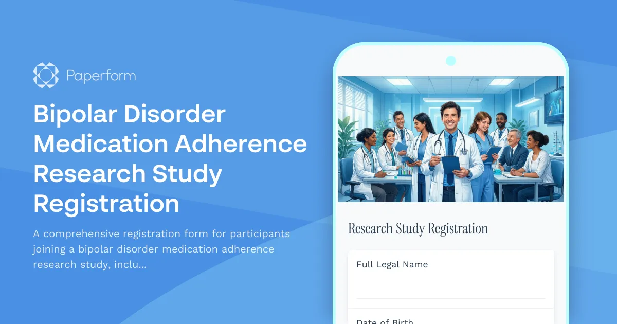 Bipolar Disorder Medication Adherence Research Study Registration
