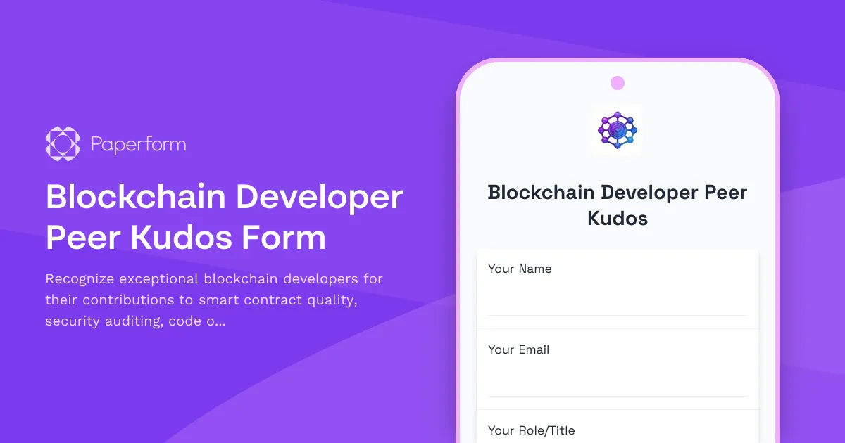 Blockchain Developer Peer Kudos Form