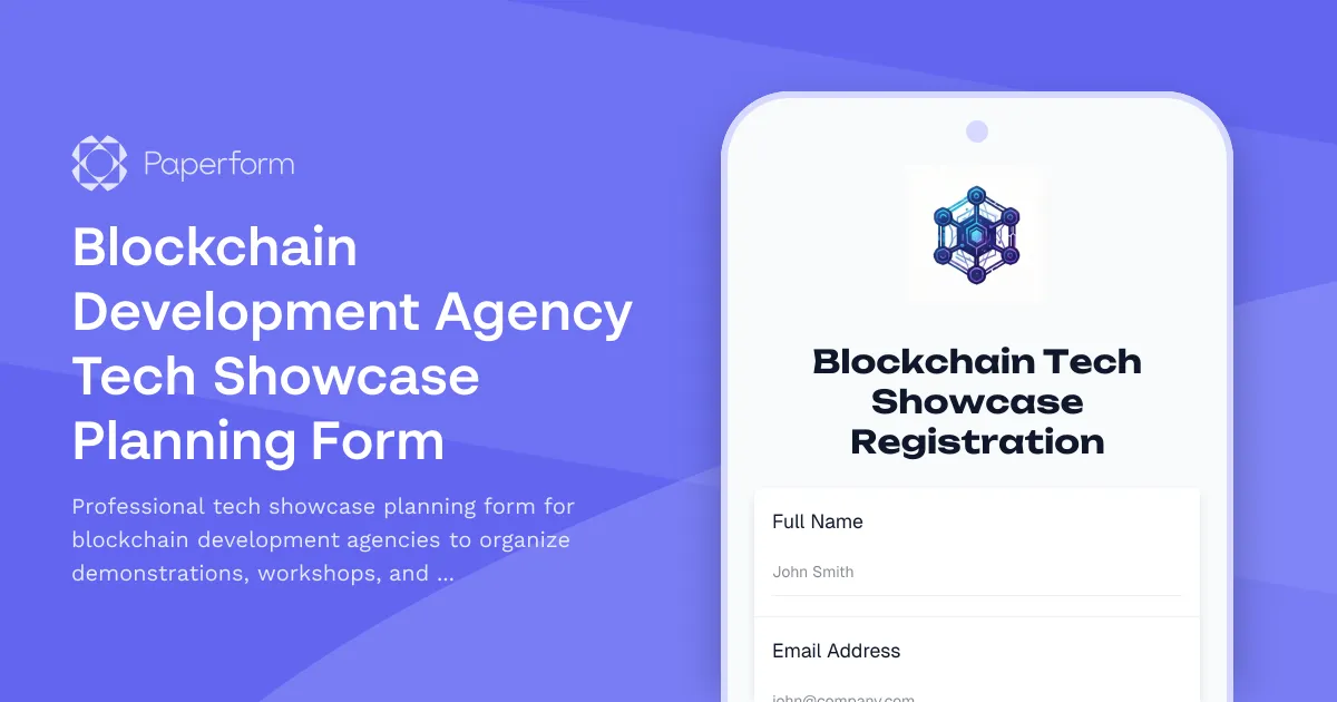 Blockchain Development Agency Tech Showcase Planning Form