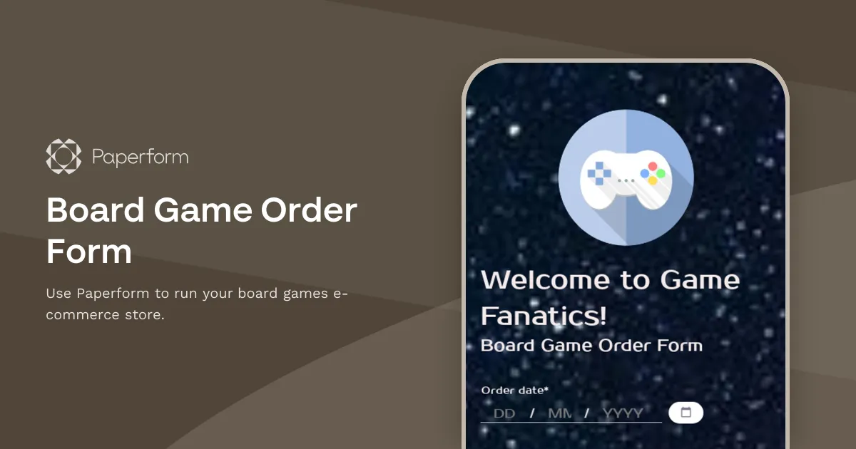 Board Game Order Form