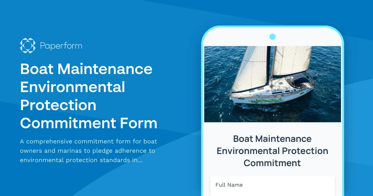 Boat Maintenance Environmental Protection Commitment Form