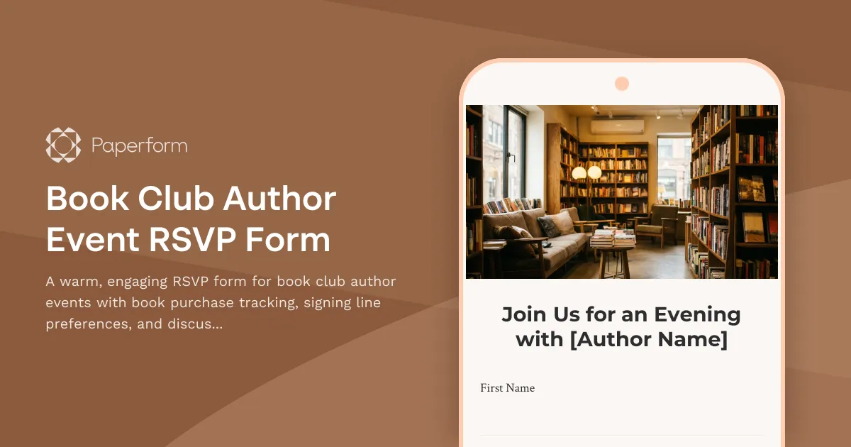 Book Club Author Event RSVP Form