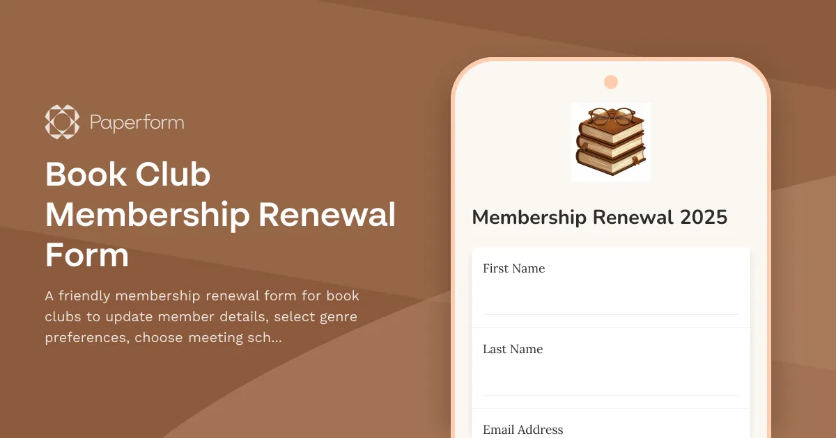 Book Club Membership Renewal Form