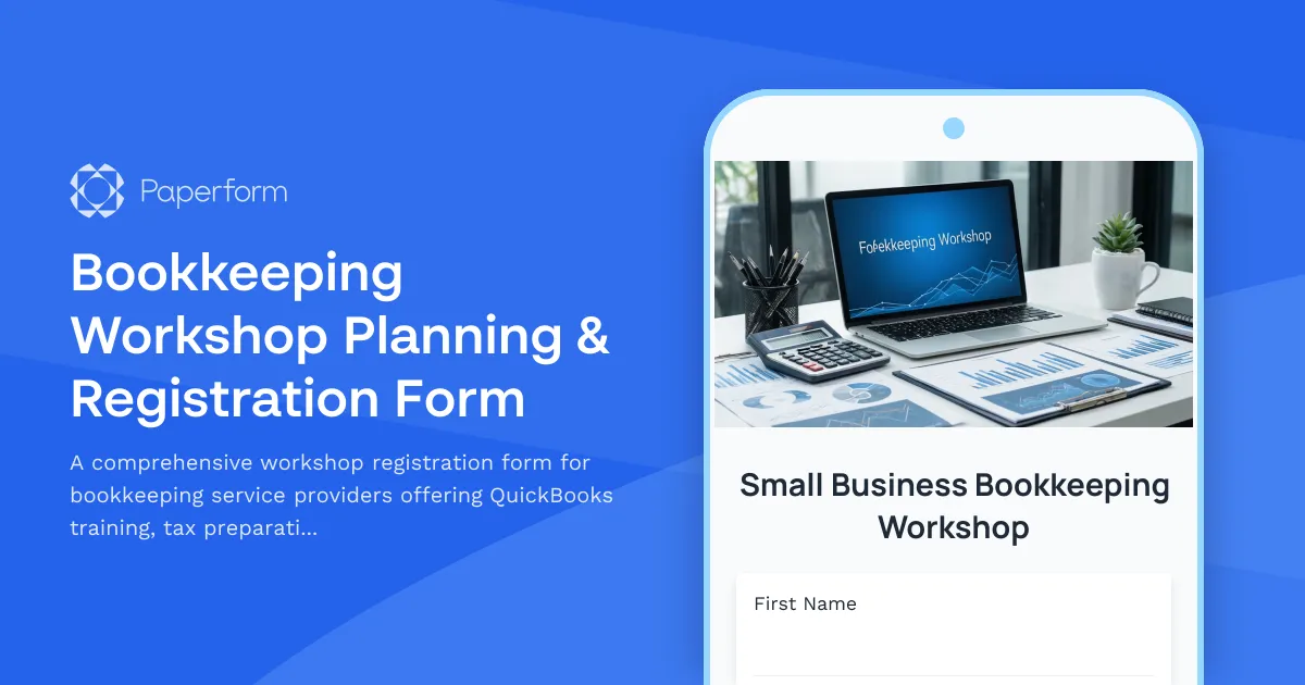 Bookkeeping Workshop Planning & Registration Form